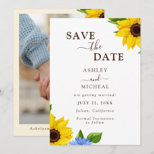 Rustikale Sonnenblume Hochzeitskarte Save the Date