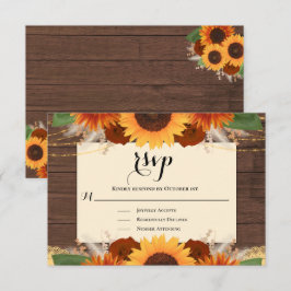 Rustikale Sonnenblume Holz Terracotta Wedding RSVP