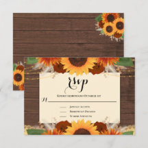 Rustikale Sonnenblume Holz Terracotta Wedding RSVP