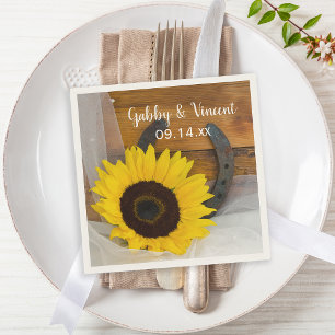 Rustikale Sonnenblume Horseshoe Country Western Ho Serviette