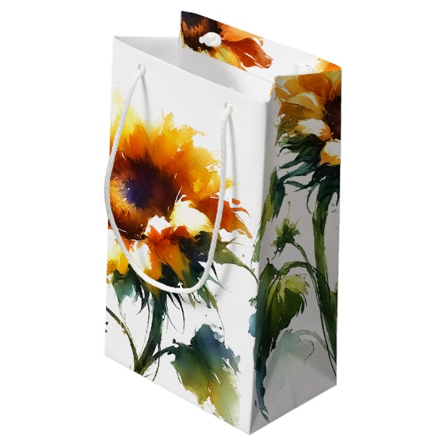 Rustikale Sonnenblume Kleine Geschenktüte (Rückseite Schrägansicht)