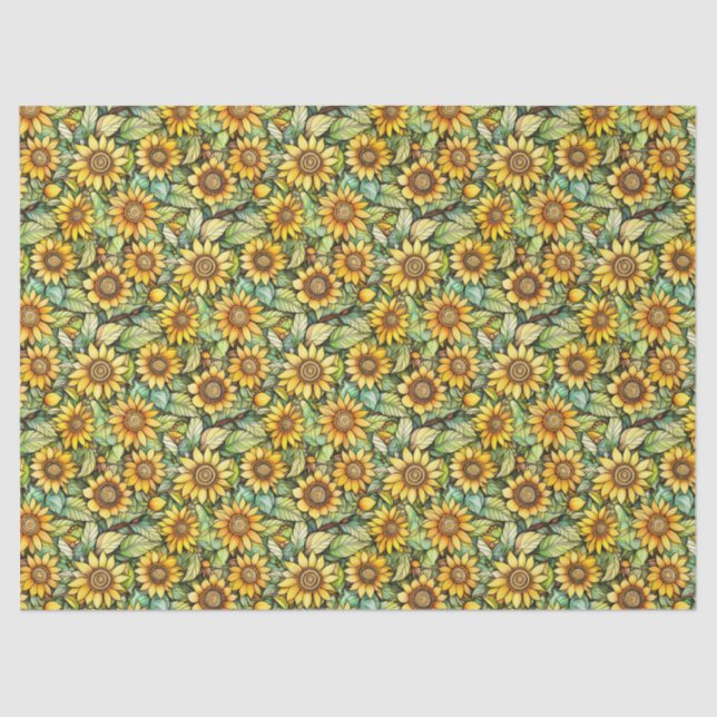 Rustikale Sonnenblume kleiner Größe, 10lb, 17"x23" Seidenpapier (Vorderseite)