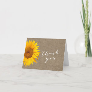 Rustikale Sonnenblume-Leinwand-Babyparty danken Dankeskarte