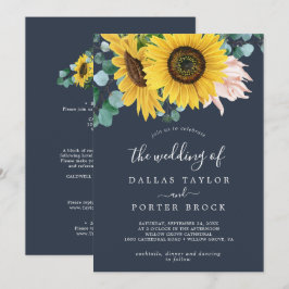 Rustikale Sonnenblume | Marine bei einer Hochzeit Einladung