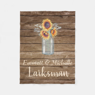 Rustikale Sonnenblume Mason Jar Floral Barnyard Fleecedecke