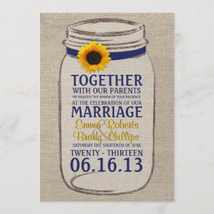 Rustikale Sonnenblume & Mason Jar Hochzeit Einladu Einladung