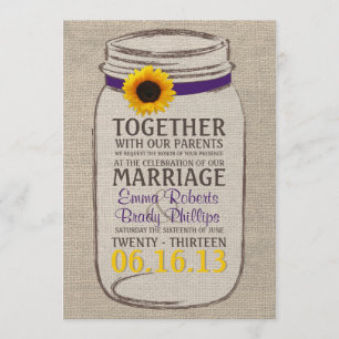 Rustikale Sonnenblume & Mason Jar Hochzeit Einladu Einladung