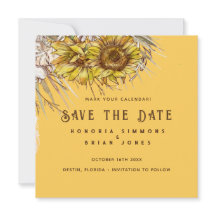 Rustikale Sonnenblume Mustard Square Save the Date