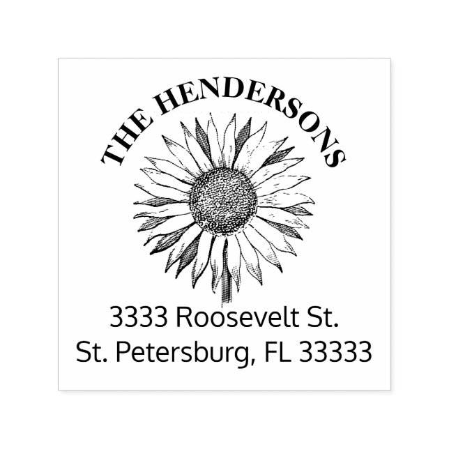 Rustikale Sonnenblume Personalisierte Rücksendeadr Permastempel (Design)