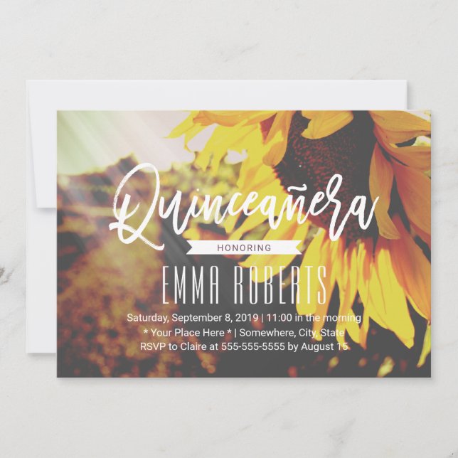Rustikale Sonnenblume Quinceanera 15. Geburtstag Einladung (Vorderseite)