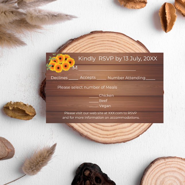 Rustikale Sonnenblume RSVP Karte (Von Creator hochgeladen)