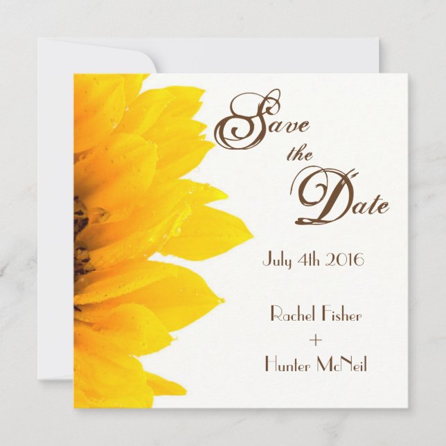 Rustikale Sonnenblume Save the Date (Vorderseite)