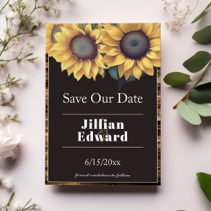 Rustikale Sonnenblume Save the Date Ankündigung