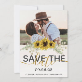 Rustikale Sonnenblume Save the Date Ankündigung