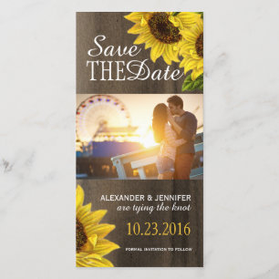 Rustikale Sonnenblume-Save the Date Foto-Karten Save The Date