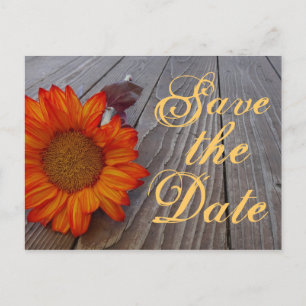 Rustikale Sonnenblume Save the Date Hochzeit Postk Ankündigungspostkarte