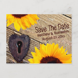 Rustikale Sonnenblume Save the Date Hochzeitkarte Ankündigungspostkarte