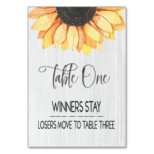 Rustikale Sonnenblume Tabelle 1 Bunco Tischnummer