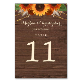 Rustikale Sonnenblume Terracotta Rose Boho Wedding Tischnummer