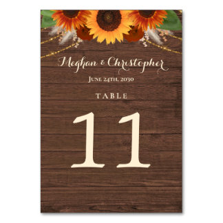 Rustikale Sonnenblume Terracotta Rose Boho Wedding Tischnummer