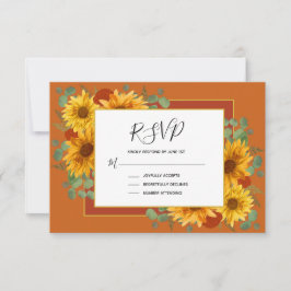 Rustikale Sonnenblume Terracotta Rose Hochzeit RSVP Karte