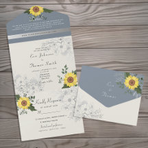 Rustikale Sonnenblume und duftende blaue Hochzeit