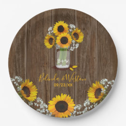 Rustikale Sonnenblume und Mason Jar Wedding Paper Pappteller