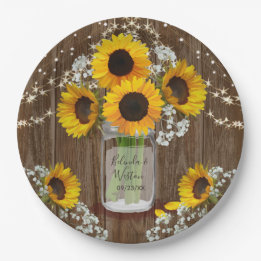 Rustikale Sonnenblume und Mason Jar Wedding Pappteller