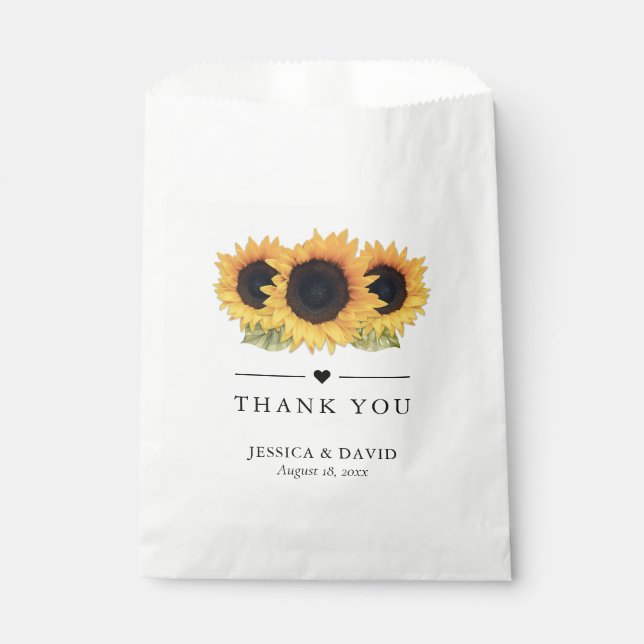 Rustikale Sonnenblume Vielen Dank für Ihre Hochzei Geschenktütchen (Vorderseite)