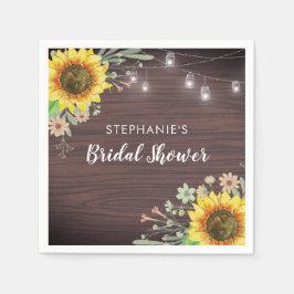 Rustikale Sonnenblume Wood Jar Lights Brautparty Serviette