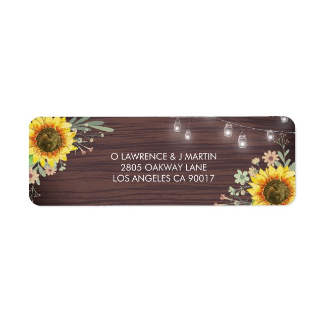 Rustikale Sonnenblume Wood Jar Lights Hochzeit (Vorne)