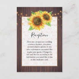 Rustikale Sonnenblume Wood Jar Lights Hochzeit Begleitkarte