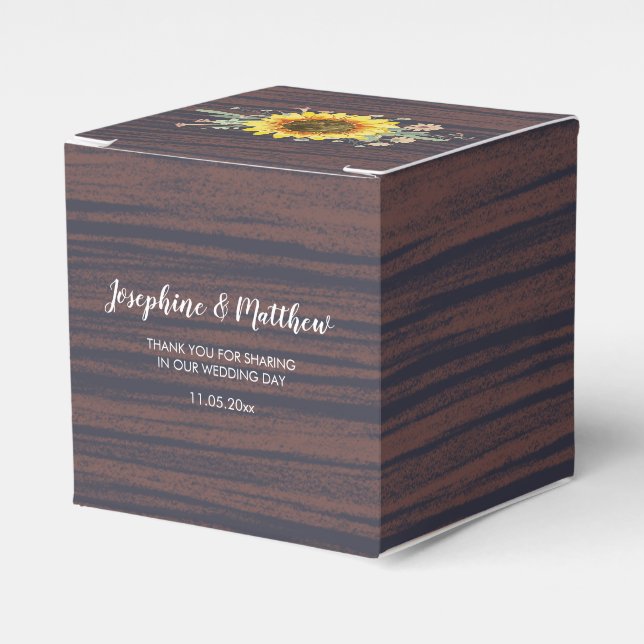 Rustikale Sonnenblume Wood Jar Lights Hochzeit Geschenkschachtel (Vorderseite)