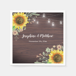 Rustikale Sonnenblume Wood Jar Lights Hochzeit Serviette