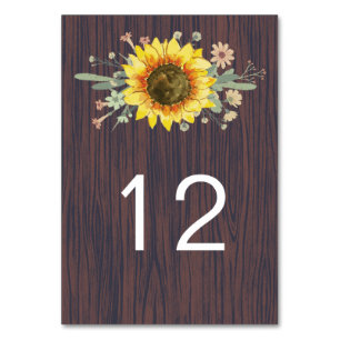 Rustikale Sonnenblume Wood Jar Lights Hochzeit Tischnummer