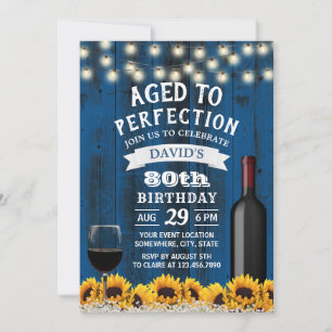 Rustikale Sonnenblumen 80. Geburtstag Party Einladung