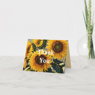 Rustikale Sonnenblumen auf der Tafel Print Dankeskarte