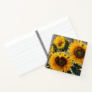 Rustikale Sonnenblumen auf der Tafel Print Notizbuch
