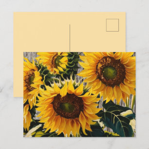 Rustikale Sonnenblumen auf der Tafel Print Postkarte