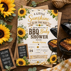 Rustikale Sonnenblumen-Baby-Shower-BBQ-Einladung Einladung