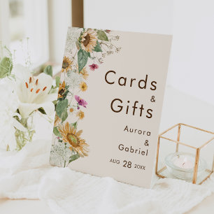 Rustikale Sonnenblumen Beige Hochzeitskarten und G Sockelschild