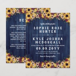 Rustikale Sonnenblumen Blaues Holz 2 in 1 Budget H
