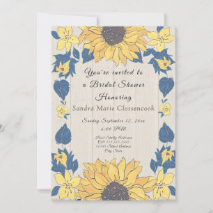 Rustikale Sonnenblumen Blumen Hochzeit Brautparty  Einladung