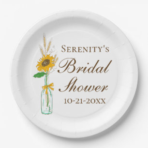 Rustikale Sonnenblumen, blumengeschmückte Herbstho Pappteller