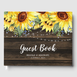 Rustikale Sonnenblumen-Blumenstrauß Hochzeit Gästebuch
