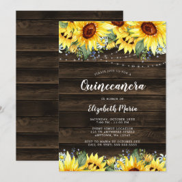 Rustikale Sonnenblumen Blumenstrauß Quinceanera Einladung