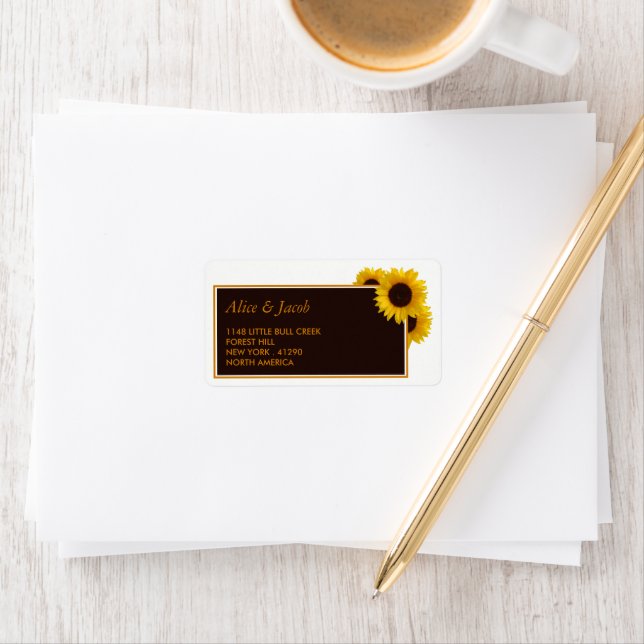 Rustikale Sonnenblumen - Blumenzehen Adressaufkleber (Insitu)