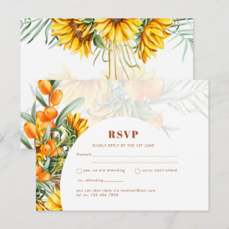 Rustikale Sonnenblumen Blumenzehen RSVP Postkarte