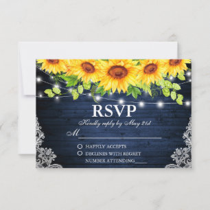 Rustikale Sonnenblumen Blütenblume Lee Blauer Holz RSVP Karte