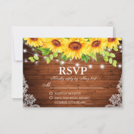 Rustikale Sonnenblumen Blütenblume Spitzenholz UAW RSVP Karte